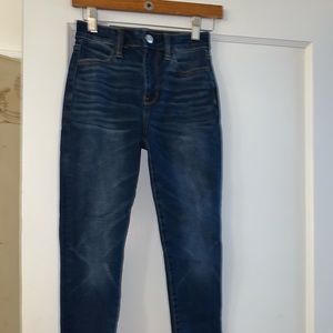 Super high waisted deep dark wash jeans